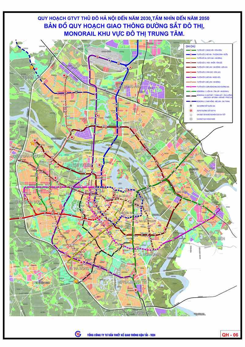 Những nơi nào của Hà Nội sẽ có 9 tuyến đường sắt đô thị chạy qua?