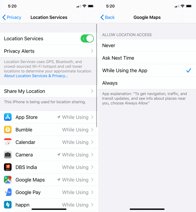 Cách chặn ứng dụng truy cập Bluetooth và định vị trên iOS 13, iPadOS 13