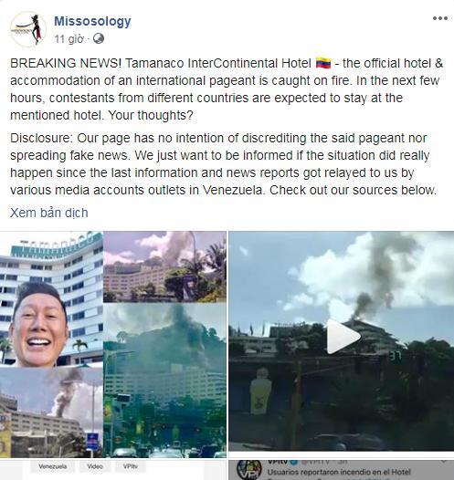 Thực hư tin khách sạn Kiều Loan và thí sinh HH Hòa bình ở bốc cháy