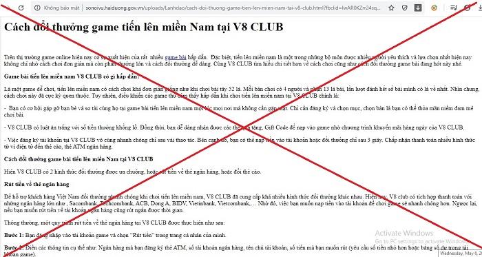 Website Sở Nội vụ Hải Dương bị hacker tấn công, đăng hướng dẫn game cờ bạc - 1